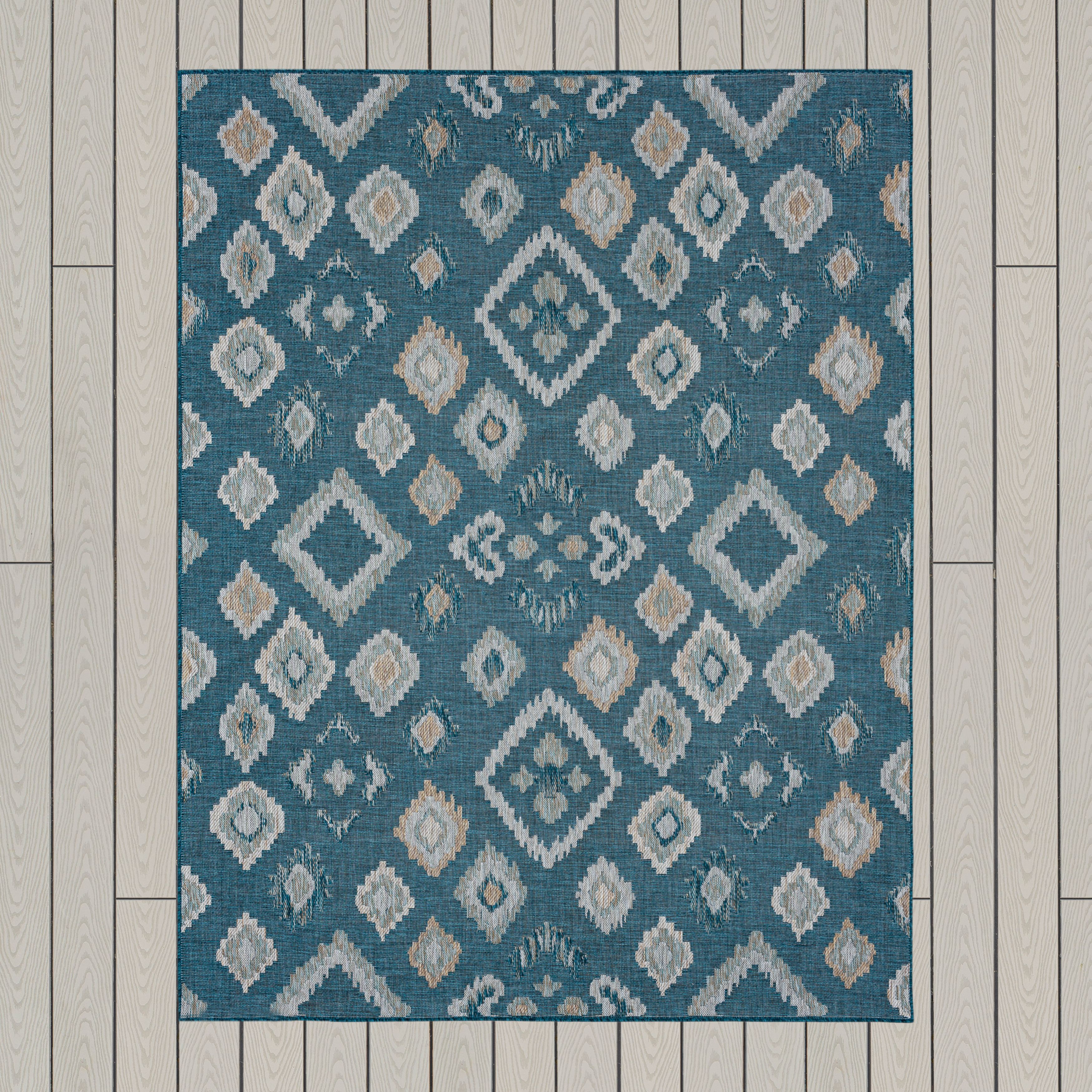 Mohawk Brookwood Outdoor/Indoor Area Rug, Blue Diamonds, 7'10" x 10'