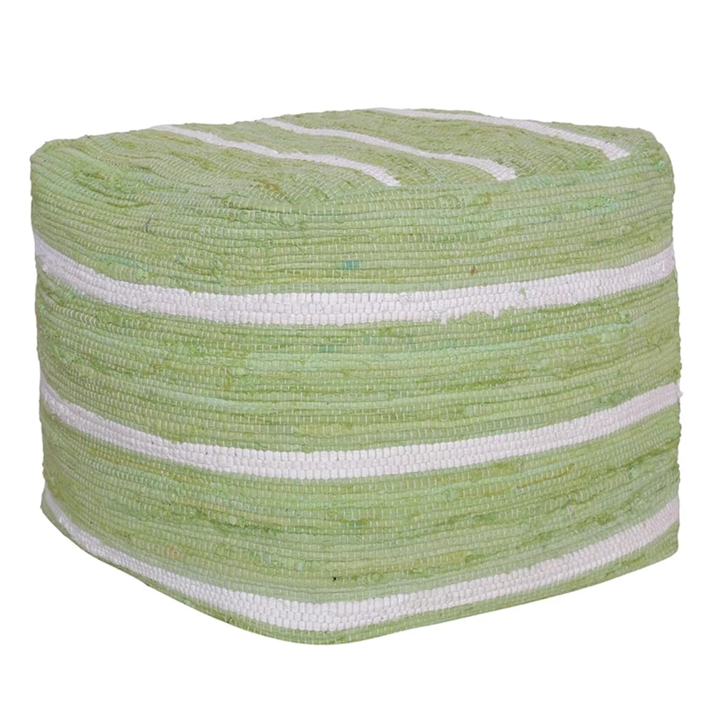 LR Home Striped Pouf, Green/White