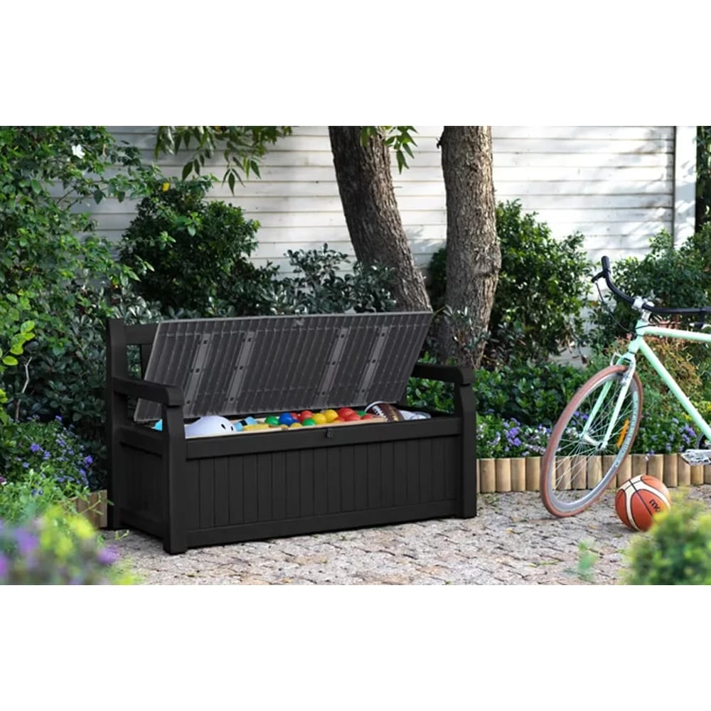 Keter Solana 70-Gallon Outdoor Storage Bench, Antrachite