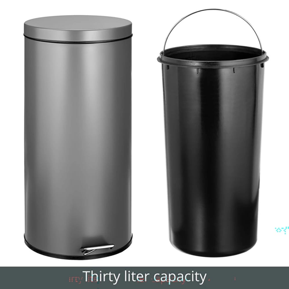 mDesign 30 Liter Step Trash Can, Dark Gray