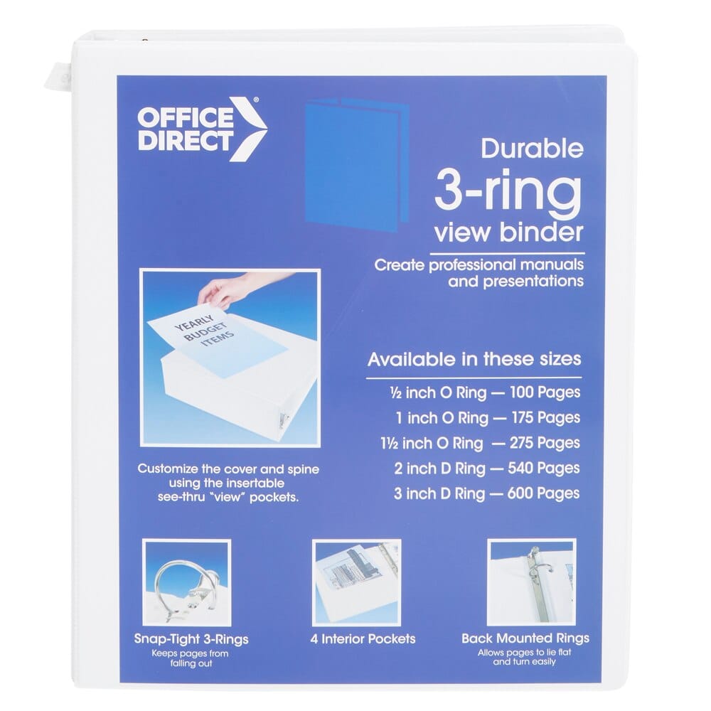 Office Direct O-Ring View Binder, 0.5"