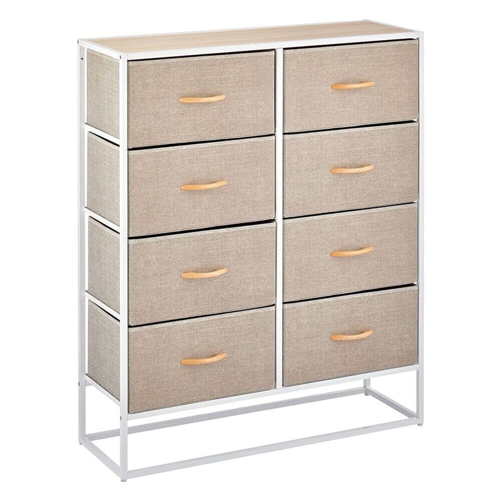 mDesign Modern 8-Drawer Storage Tower, Linen