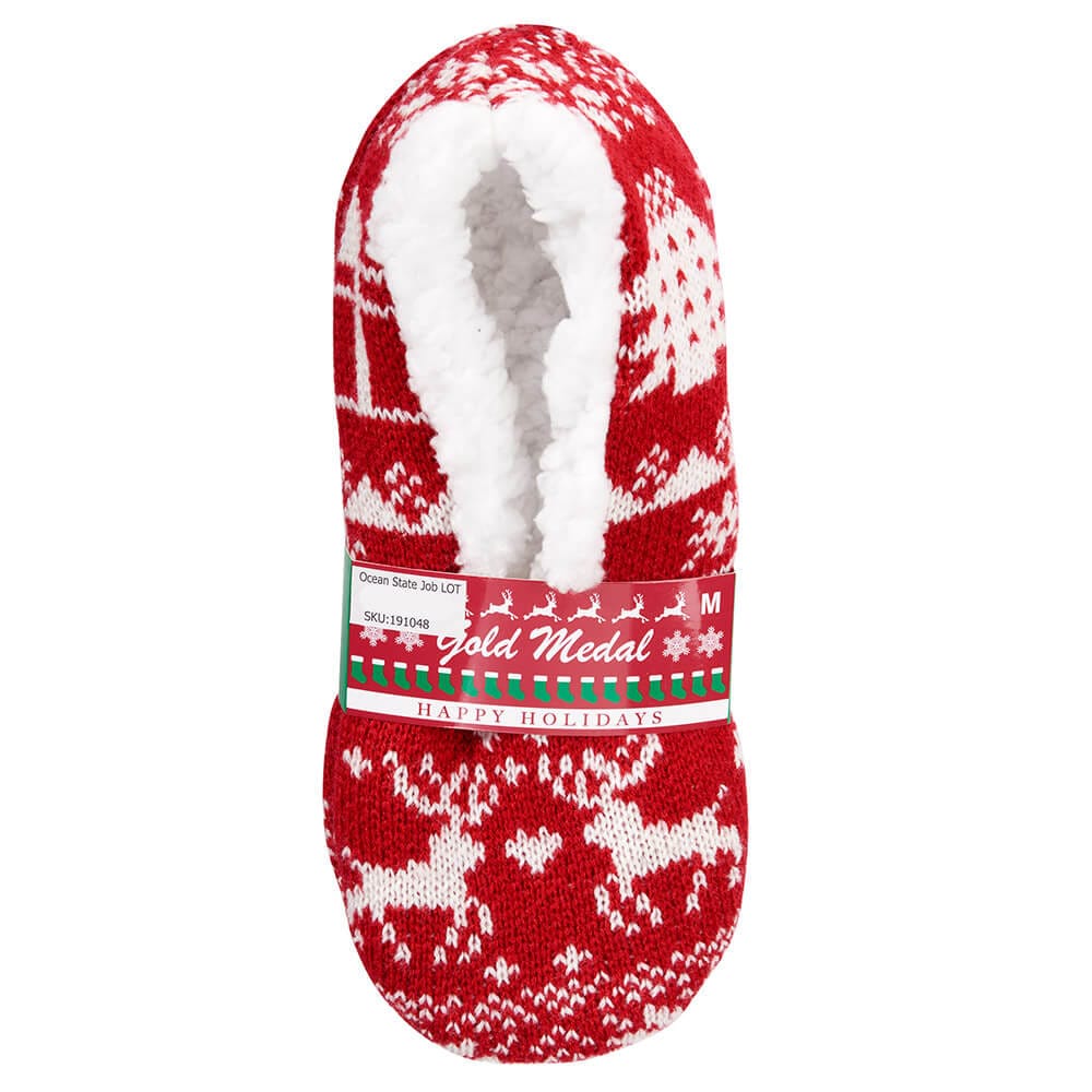 Gold Medal Ladies Christmas Sherpa Slippers