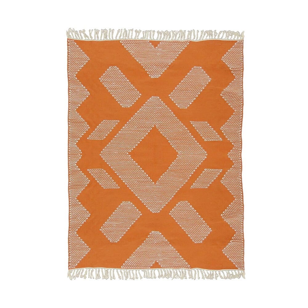 Hand Woven Polyester Indoor/Outdoor Rug, Papaya, 4' x 6'