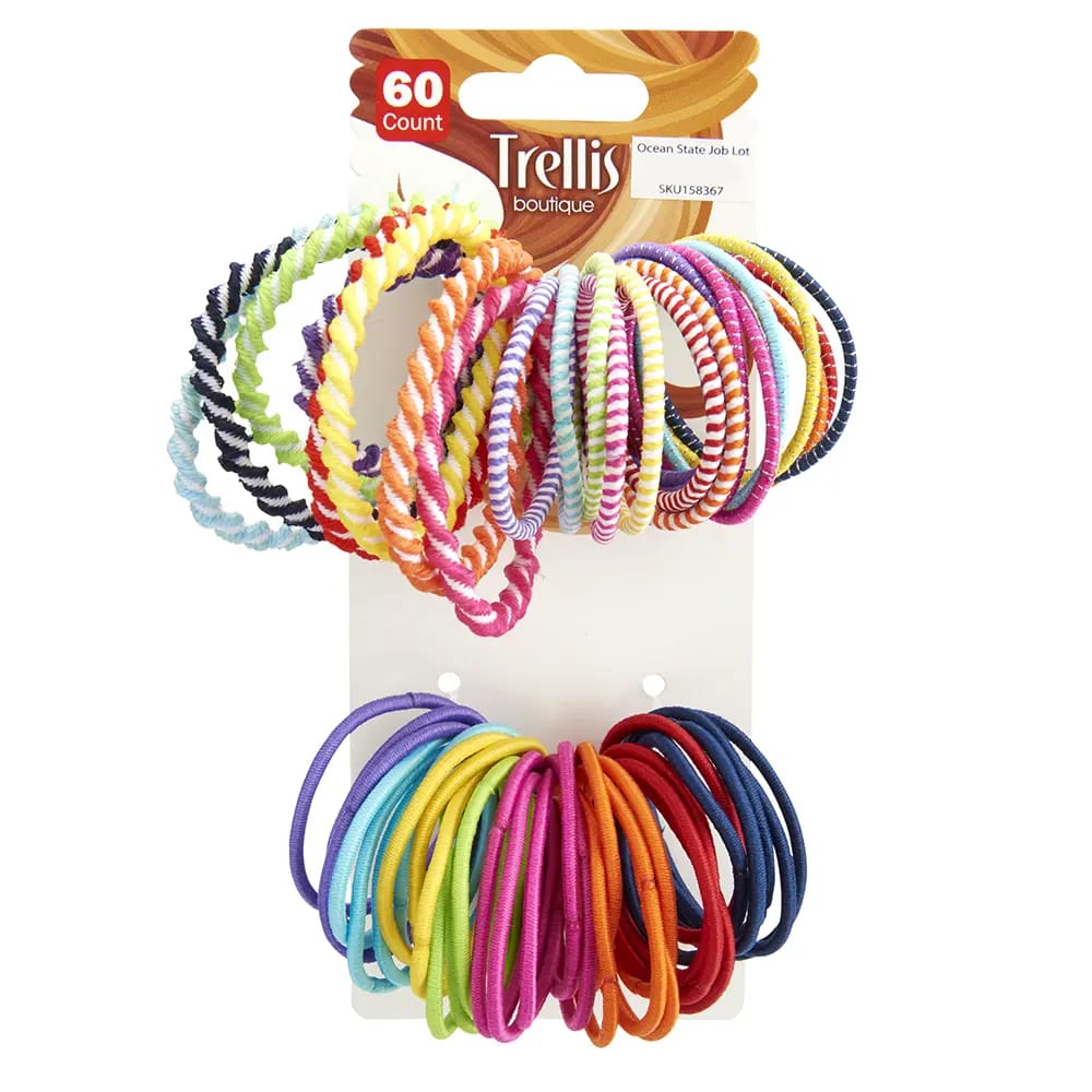 Trellis Boutique Assorted Woven Hair Elastics, 60 Count