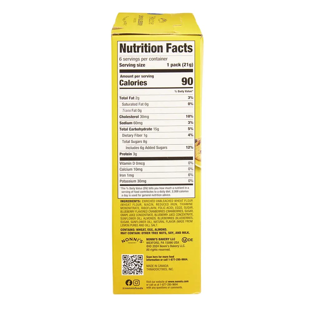 Nonni's THINaddictives Lemon Blueberry Almond Crisps, 4.4 oz