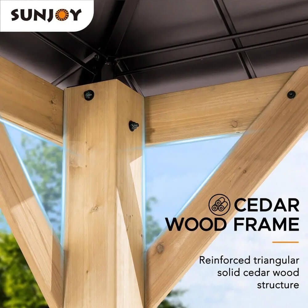 Lisbon 11' x 13' Cedar Framed Gazebo with Polycarbonate Hip Roof Hardtop