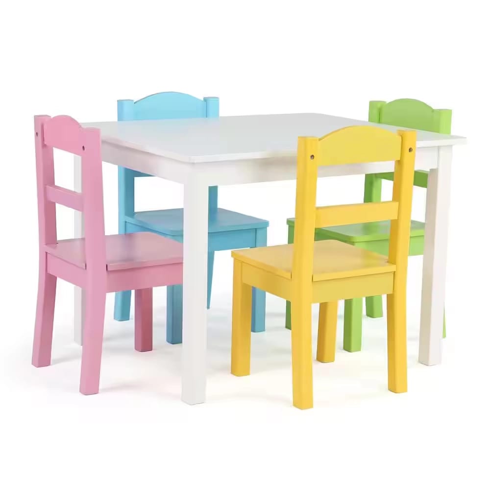 Humble Crew 5-Piece Kids Table and Chair Set, Pastel