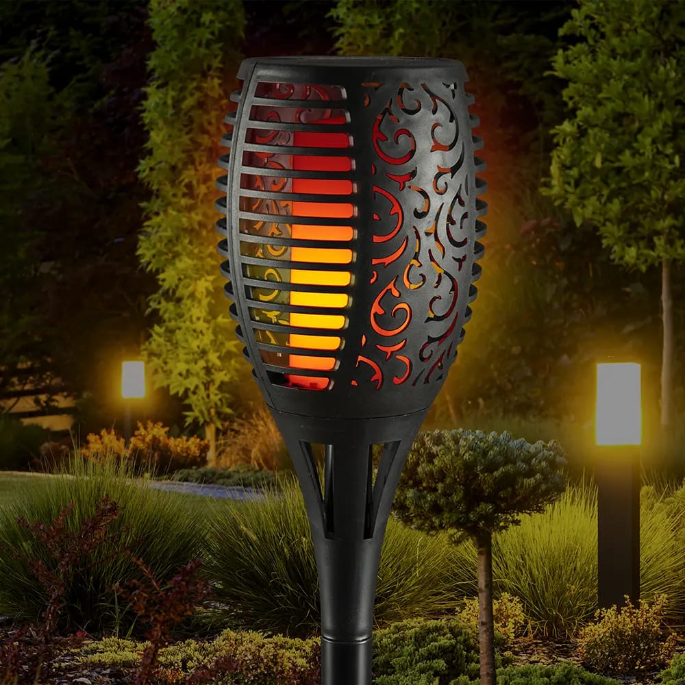 Outdoor Living Accents Solar 51 LED Tiki Light with Flickering Flame