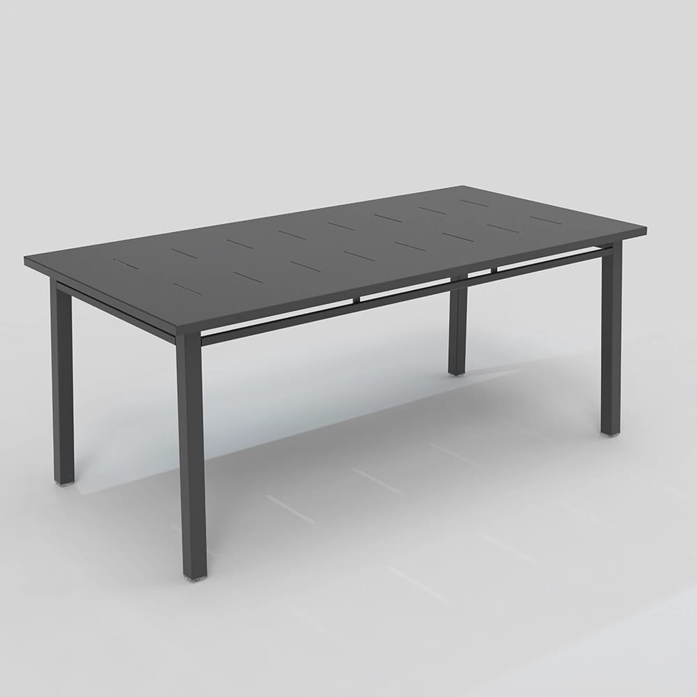 Maiori Aluminum Rectangular Long Patio Dining Table with Umbrella Hole, Charbon