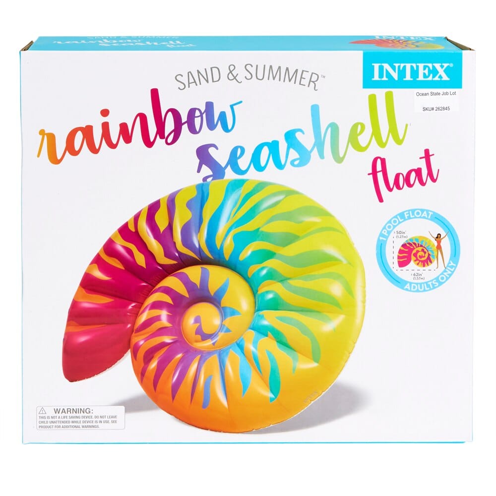 Intex Sand & Summer Rainbow Seashell Pool Float, 50" x 62"