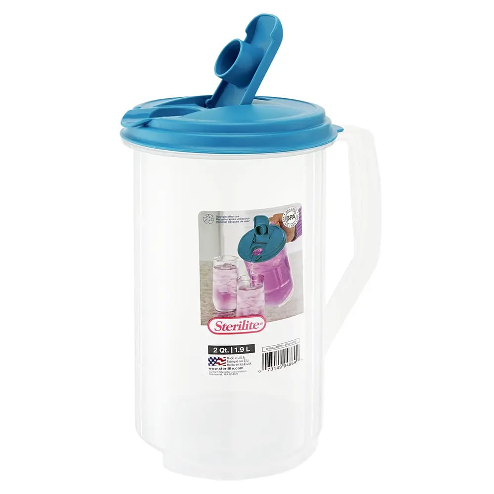 Sterilite Round Pitcher with Lid, 2 Qt