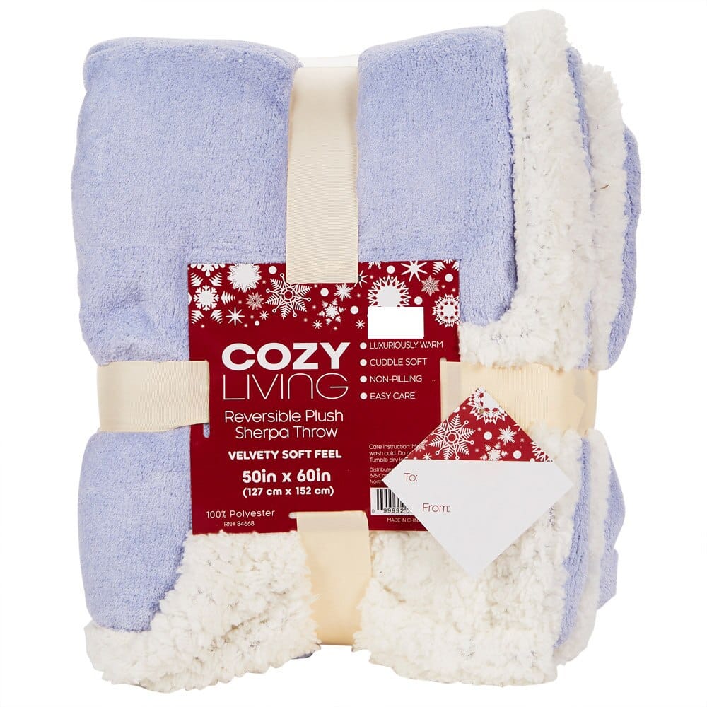 Cozy Living Plush Reversing to Sherpa Throw Blanket, 50" x 60"