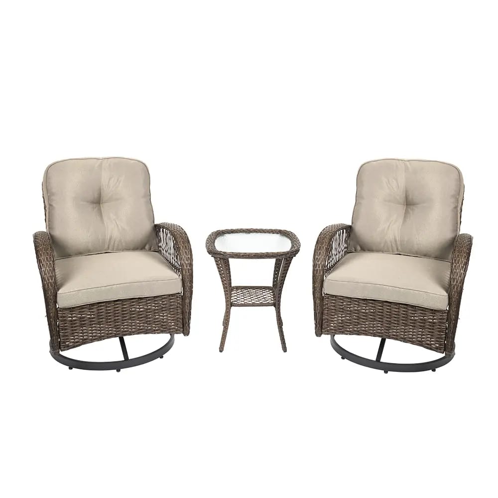 3-Piece Swivel Rocking Wicker Set
