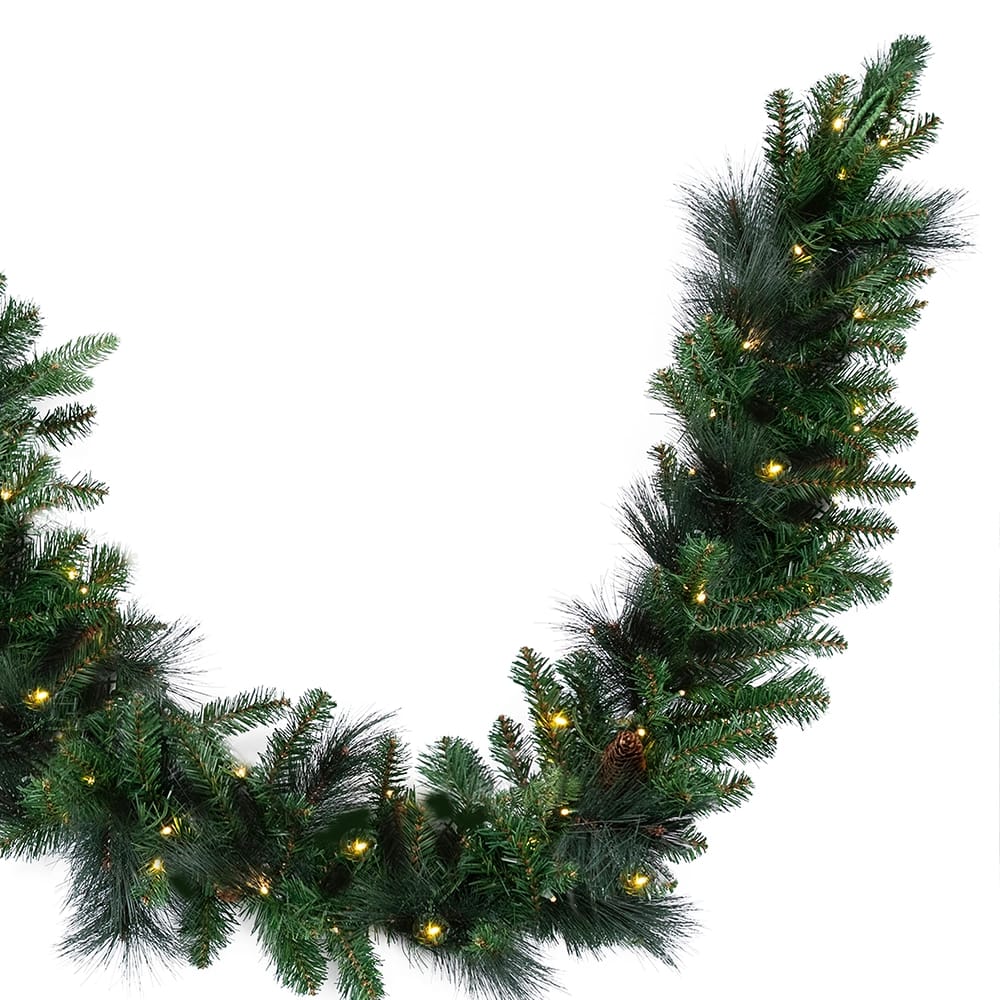 Famous Brand 9' Carolina Pine Pre-Lit Unfrosted Garland, 2 Pack