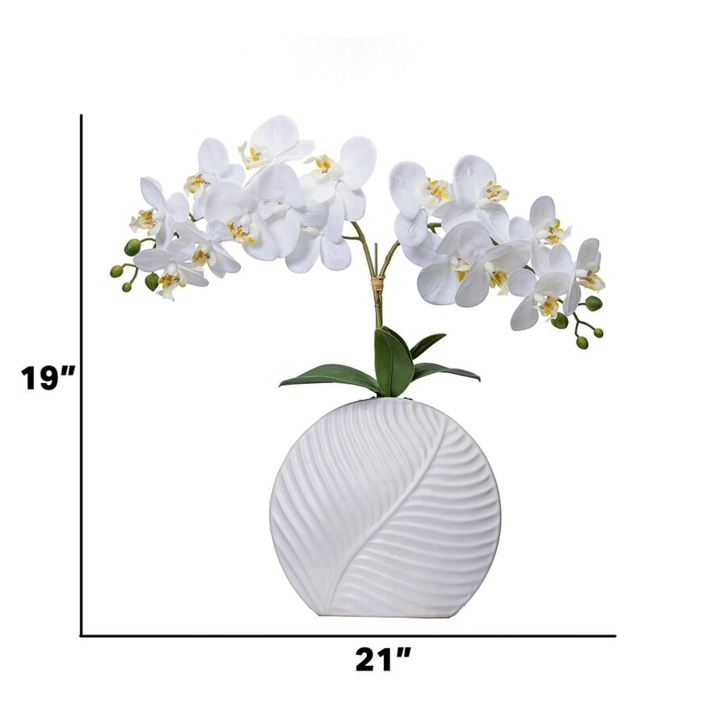 Vintage Home 19" Orchid in Ceramic Vase, White, 2 Pack