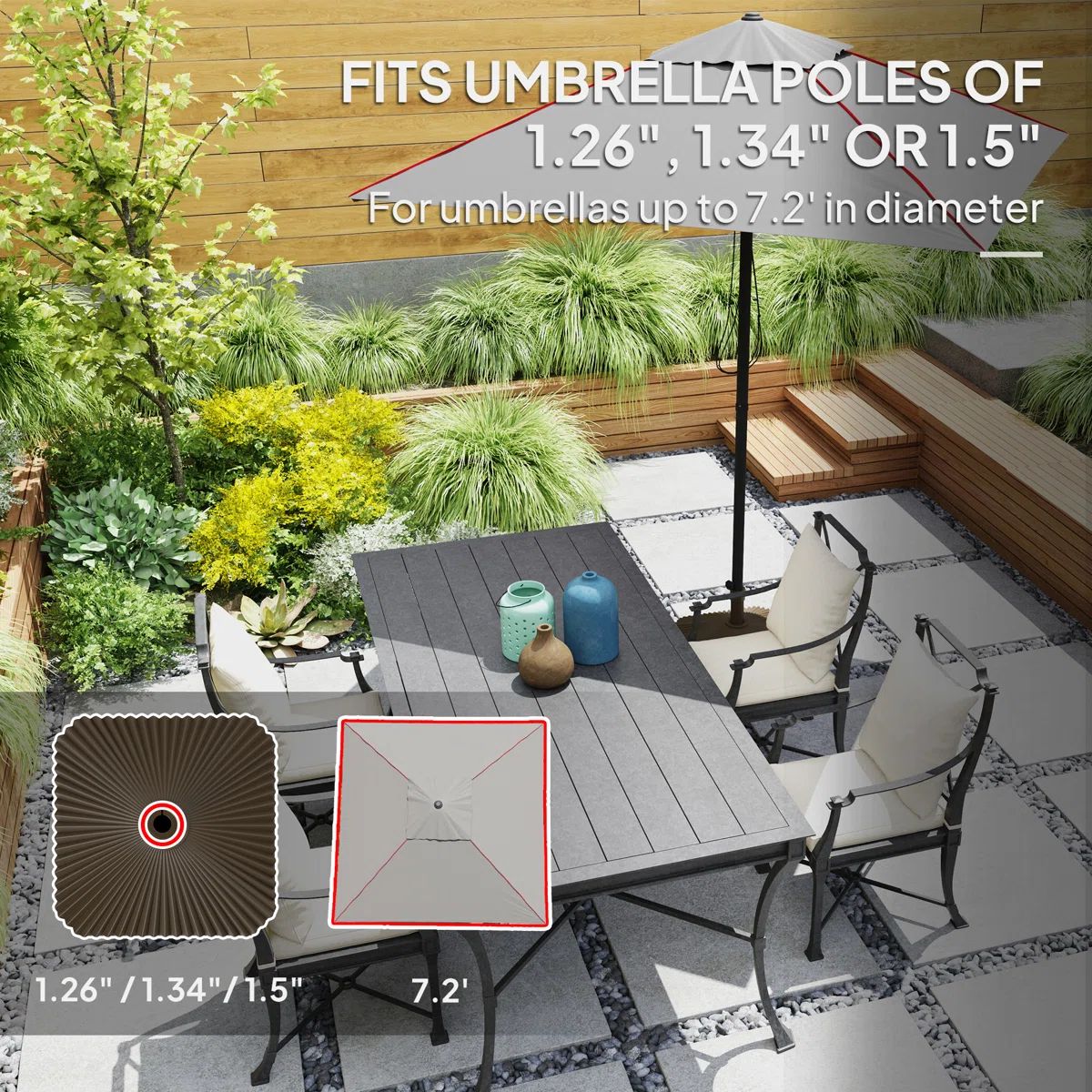 Fillable Patio Umbrella Base Stand, Brown