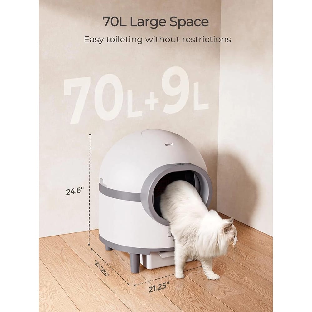 Laresar Pets Scoop-Free Self Cleaning Litter Box, White/Gray