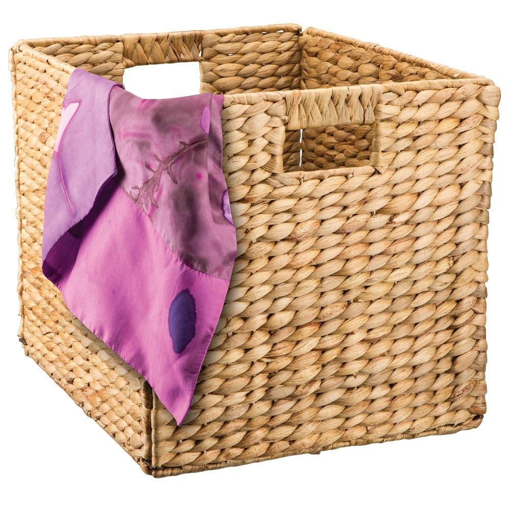 Small Foldable Wicker Storage Basket, 11" x 11" x 13"