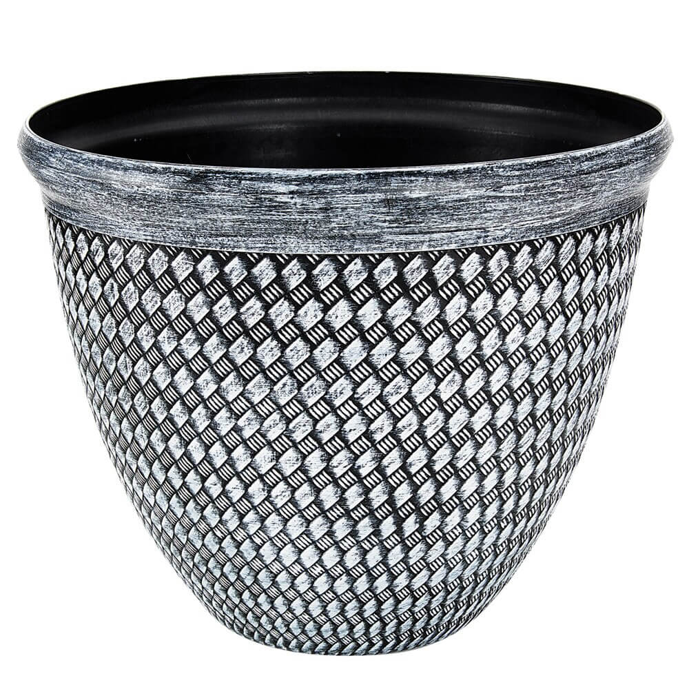 Basket Weave 14.25" Resin Planter