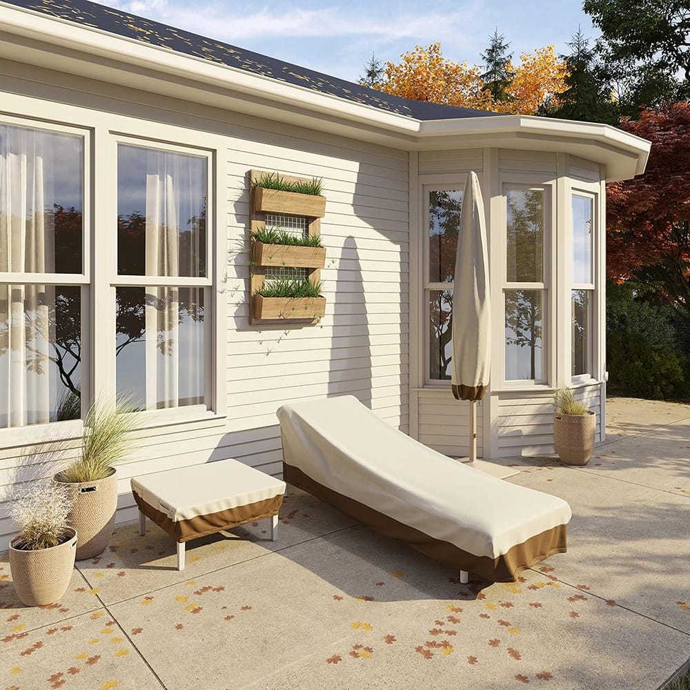 Side Table Patio Cover, Brown/White