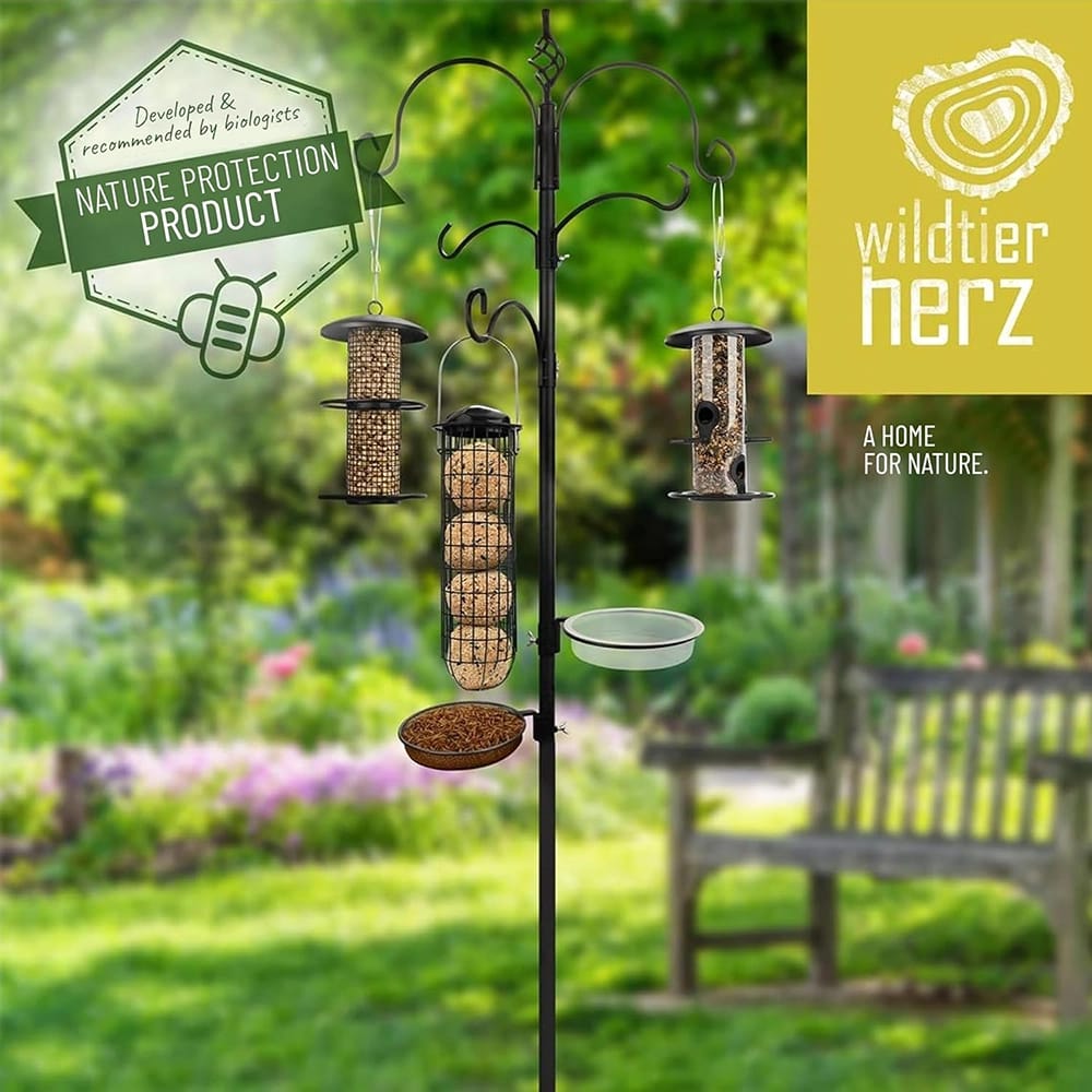 Wildtier Herz Metal Bird Feeding Station, Black