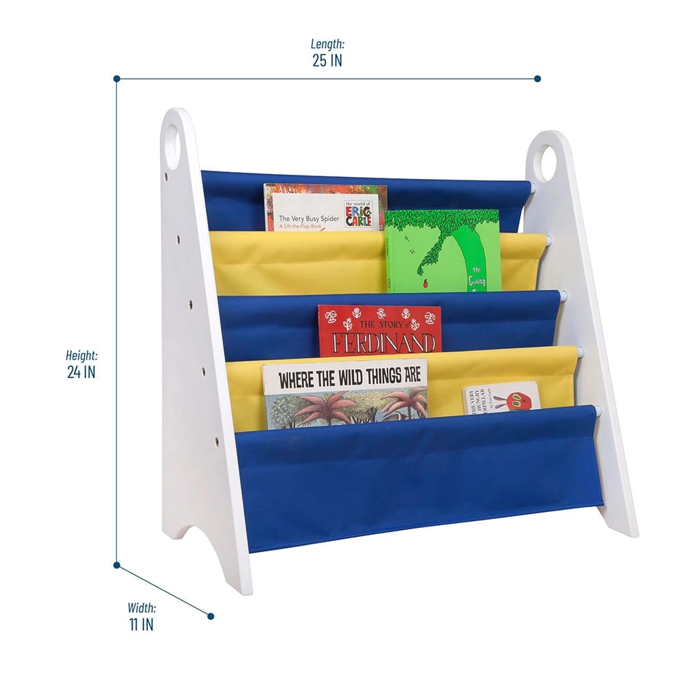 Wildkin Kids Canvas Bookshelf , White/Yellow/Blue