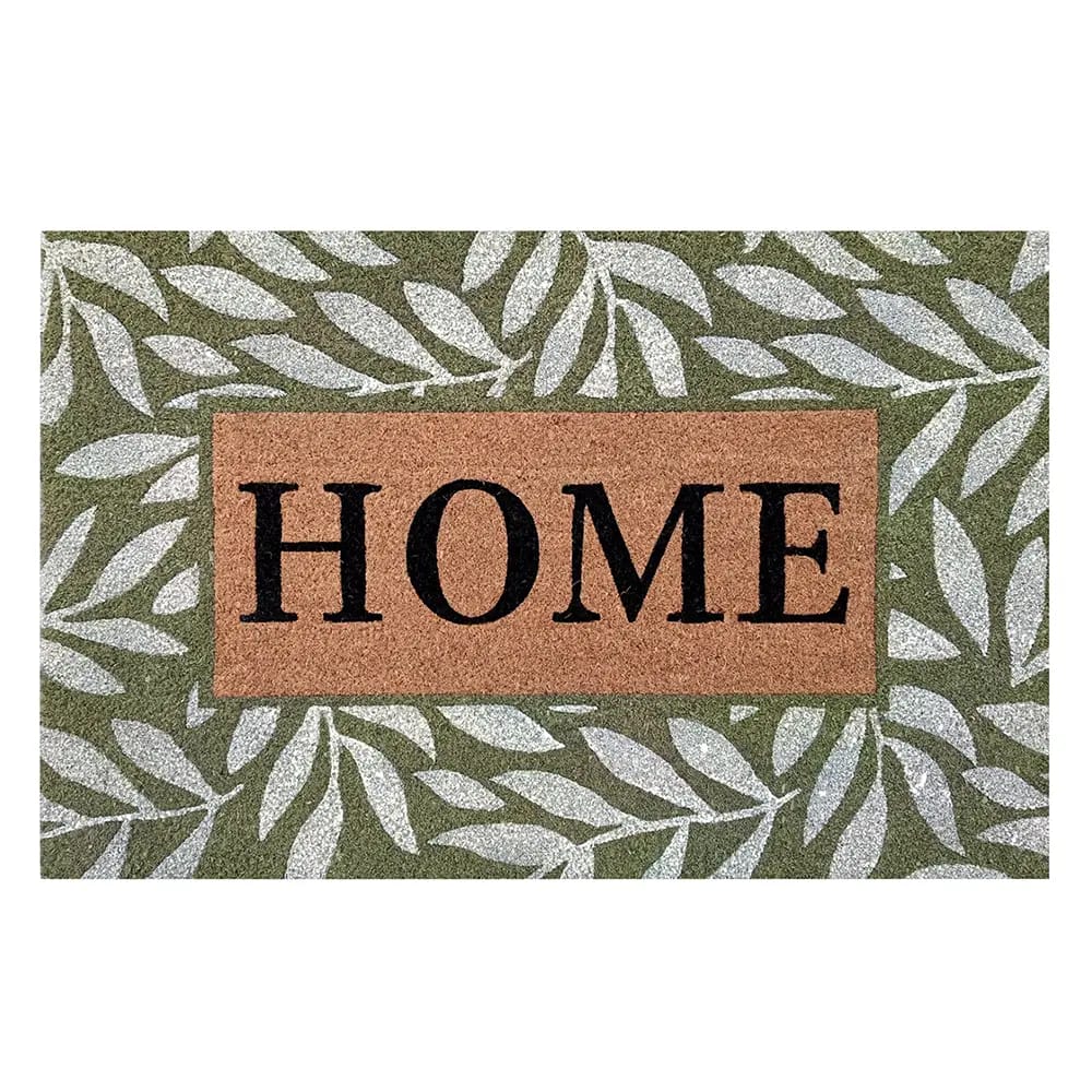 Floral Coir Doormat, 23" x 35"