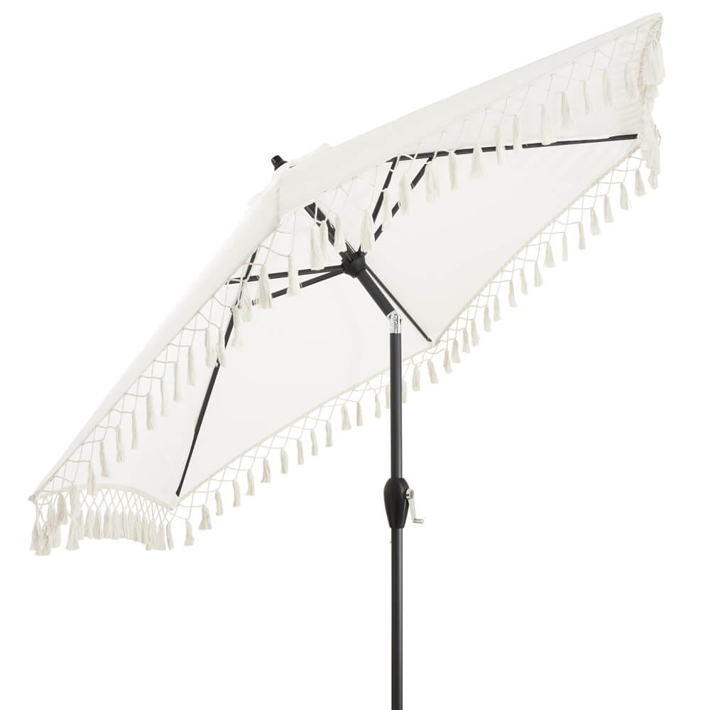 9' Market Umbrella with Fringe Trim, Linen