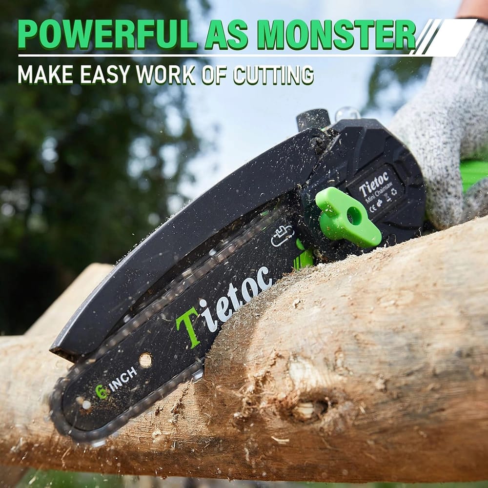 Tietoc 6" Mini Chainsaw, 1 Battery, Green