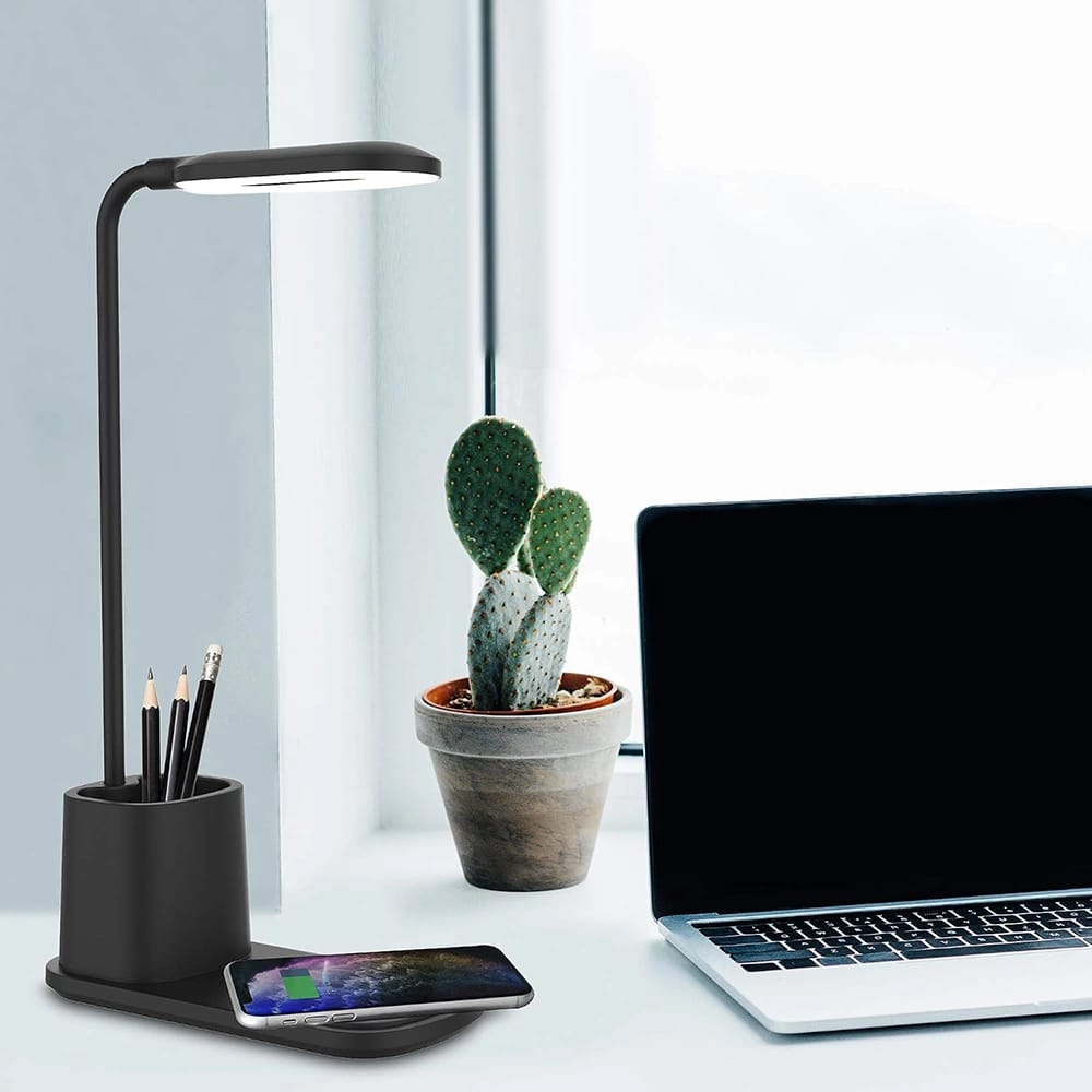 Aduro LED Desk Lamp With Wireless Charger, Black