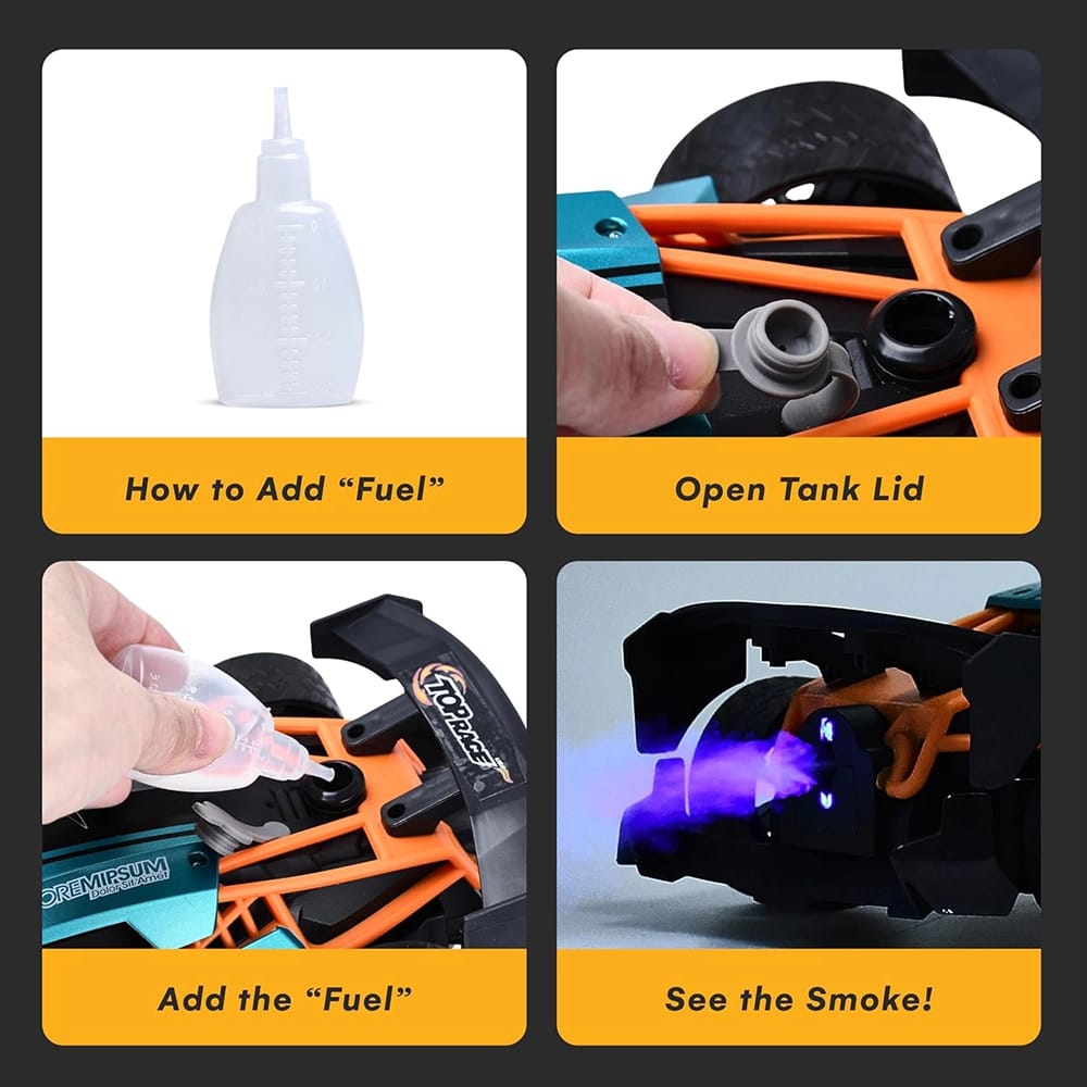 Top Race RC Drift Car with Smoking Function, Blue/Orange