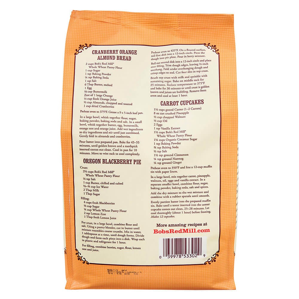 Bob's Red Mill Stone Ground Whole Wheat Pastry Flour, 5 lbs