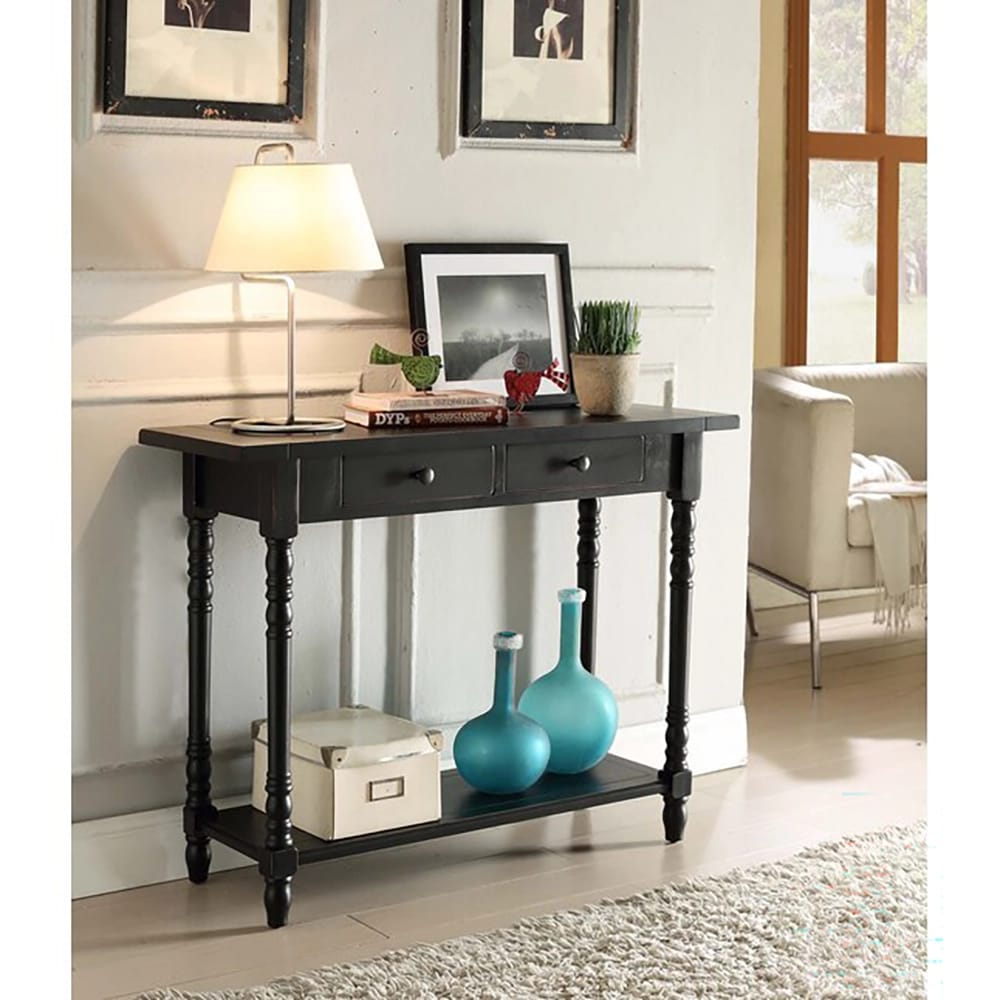 4D Concepts Simplicity Casual Wood Console Table, Black