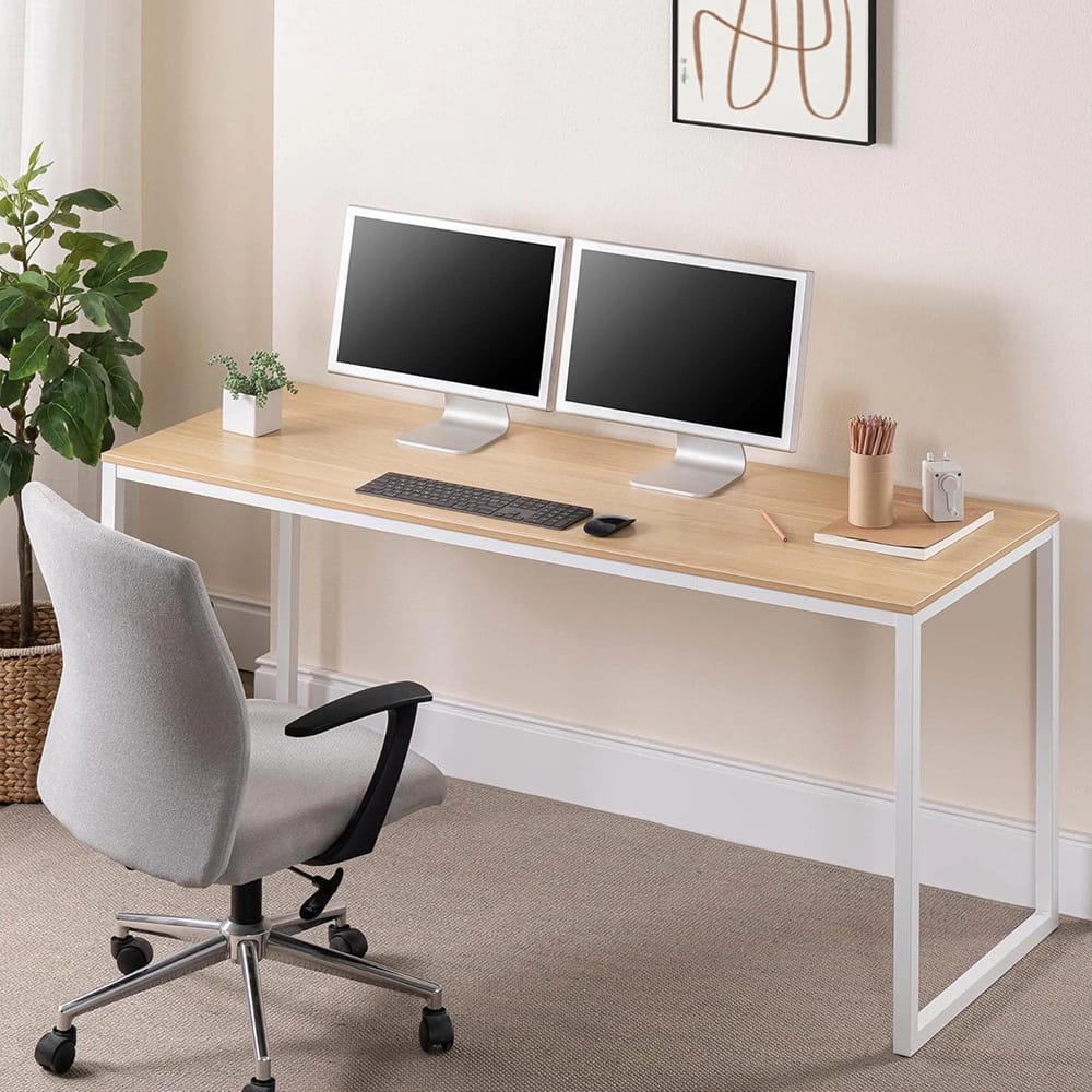 Zinus 63" Computer Desk, Natural/White