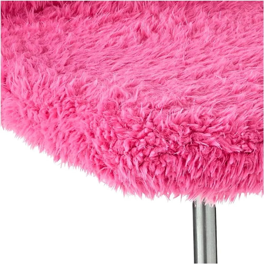 Faux Fur Rolling Desk Chair, Pink