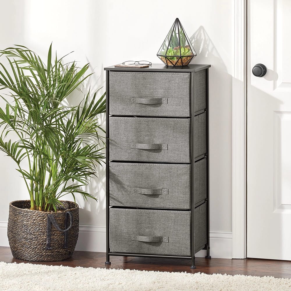 mDesign 4-Drawer Tall Dresser, Charcoal