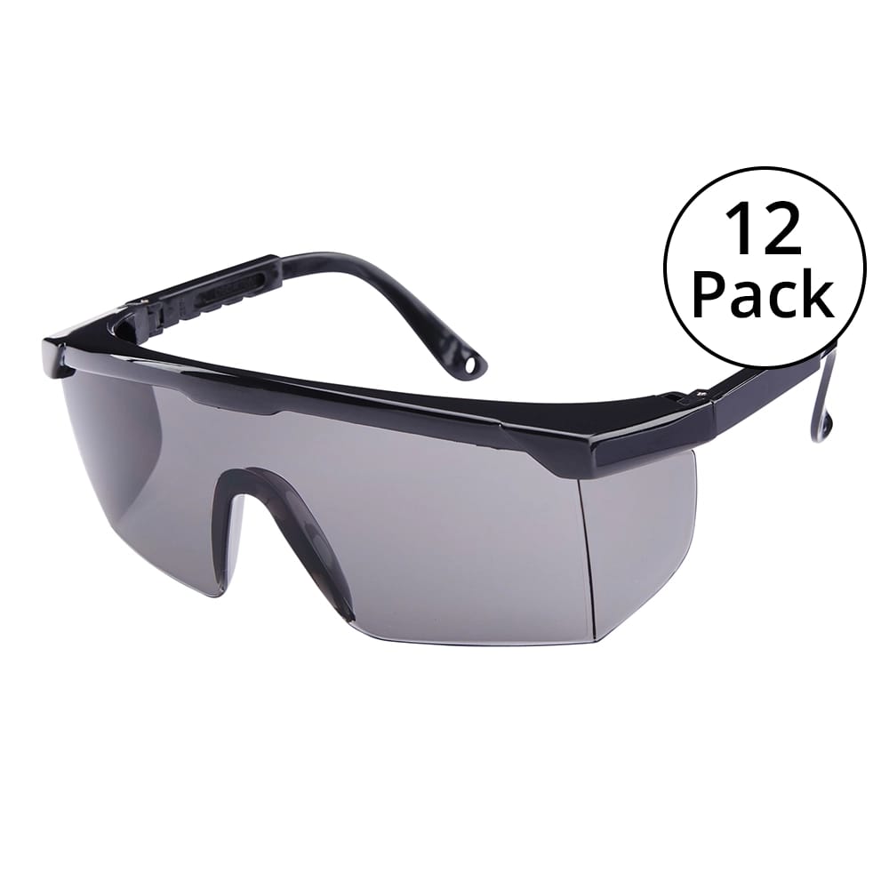 Tinted Safety Glasses, Black, 12 Pack