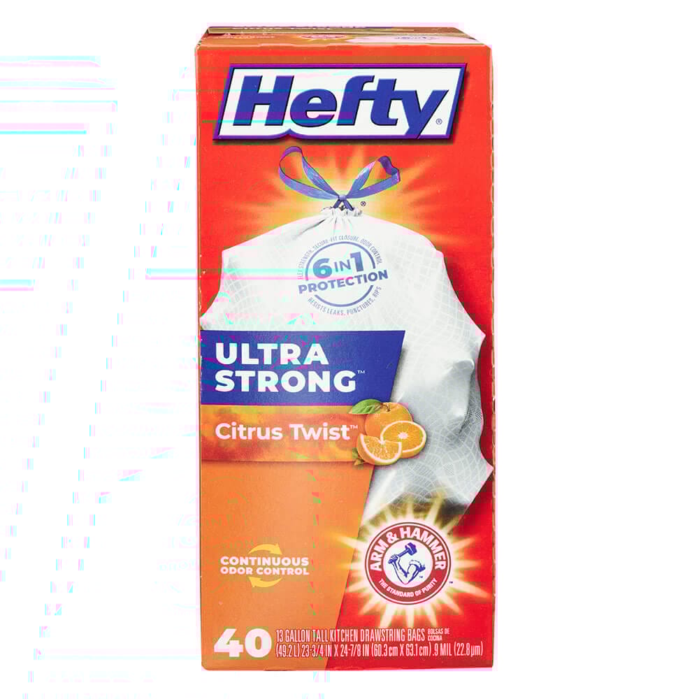 Hefty Ultra Strong Citrus Twist 13 Gallon Trash Bags, 40 Count