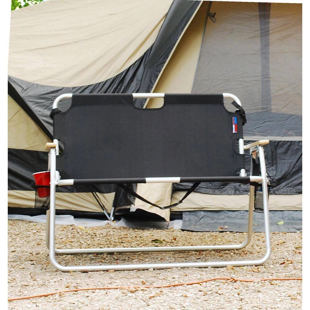 Tailgater 2-Person Folding Aluminum Chair, Black