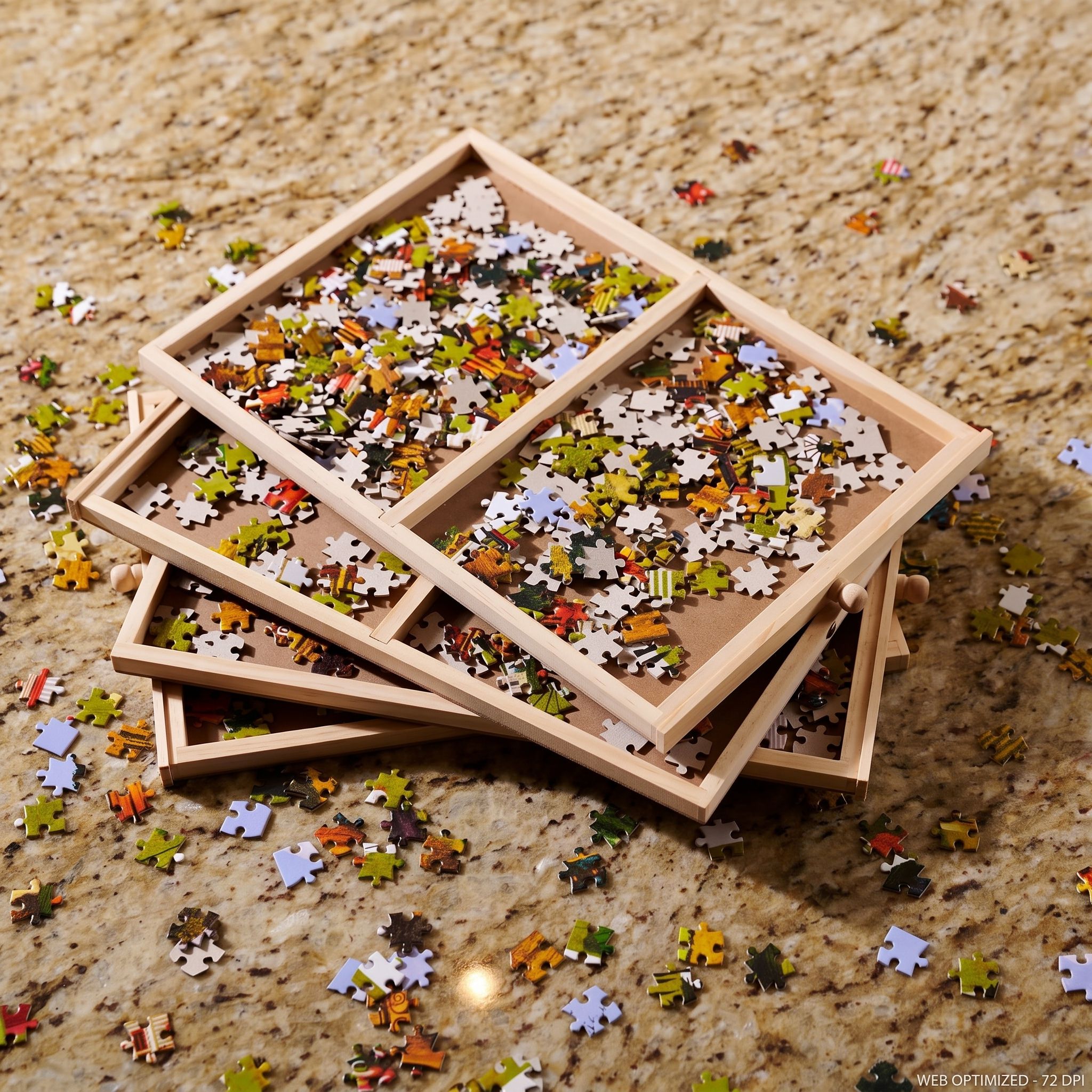 Wooden Puzzle Table with Drawers, 1,000 Piece Size