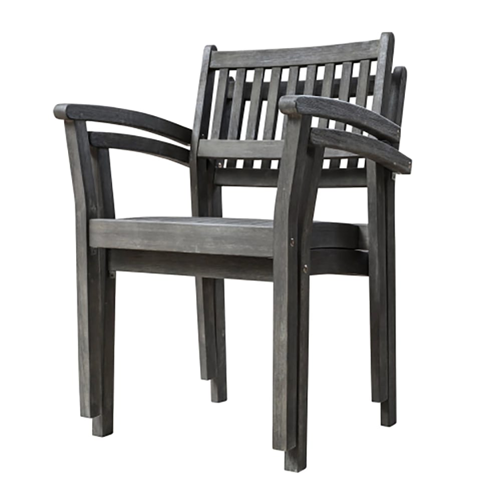 Patio Stacking Armchairs, Gray, Set of 2