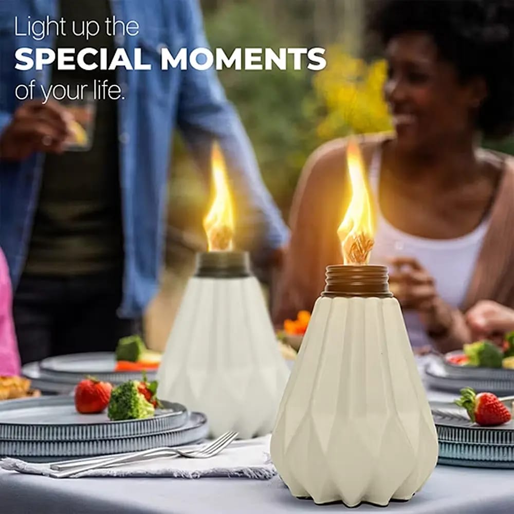 Decorative Glass Pineapple Table Torch, 4 Pack, White/Green