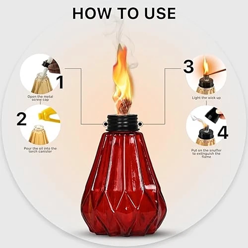 Glass Pineapple Table Torch, 3 Pack, Multicolor