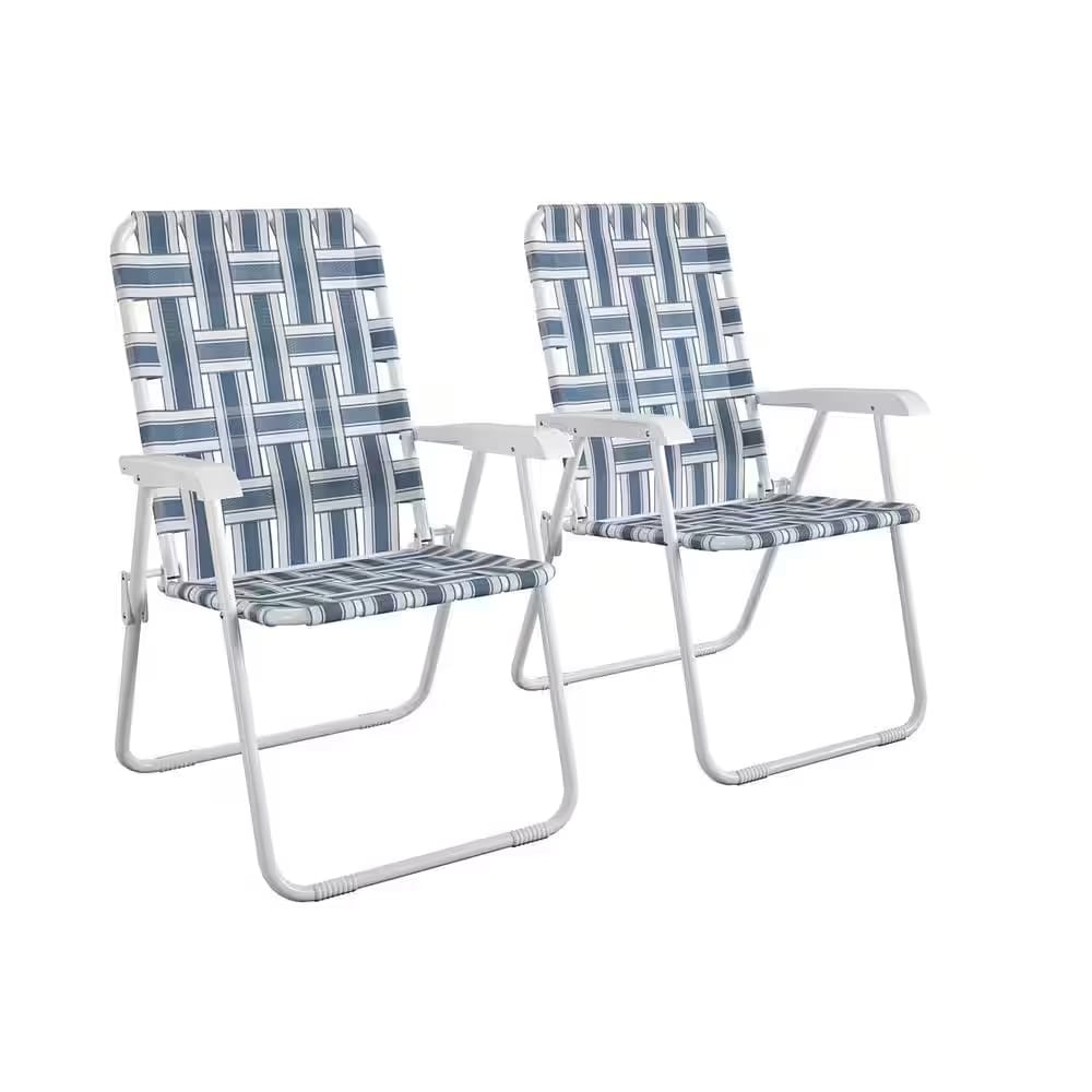 Novogratz Steel Folding Chairs, French Blue, 2 Pack