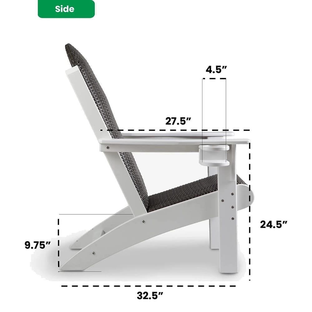 DuraPatio Upholstered Heavy Duty Adirondack Chair, Gray/White