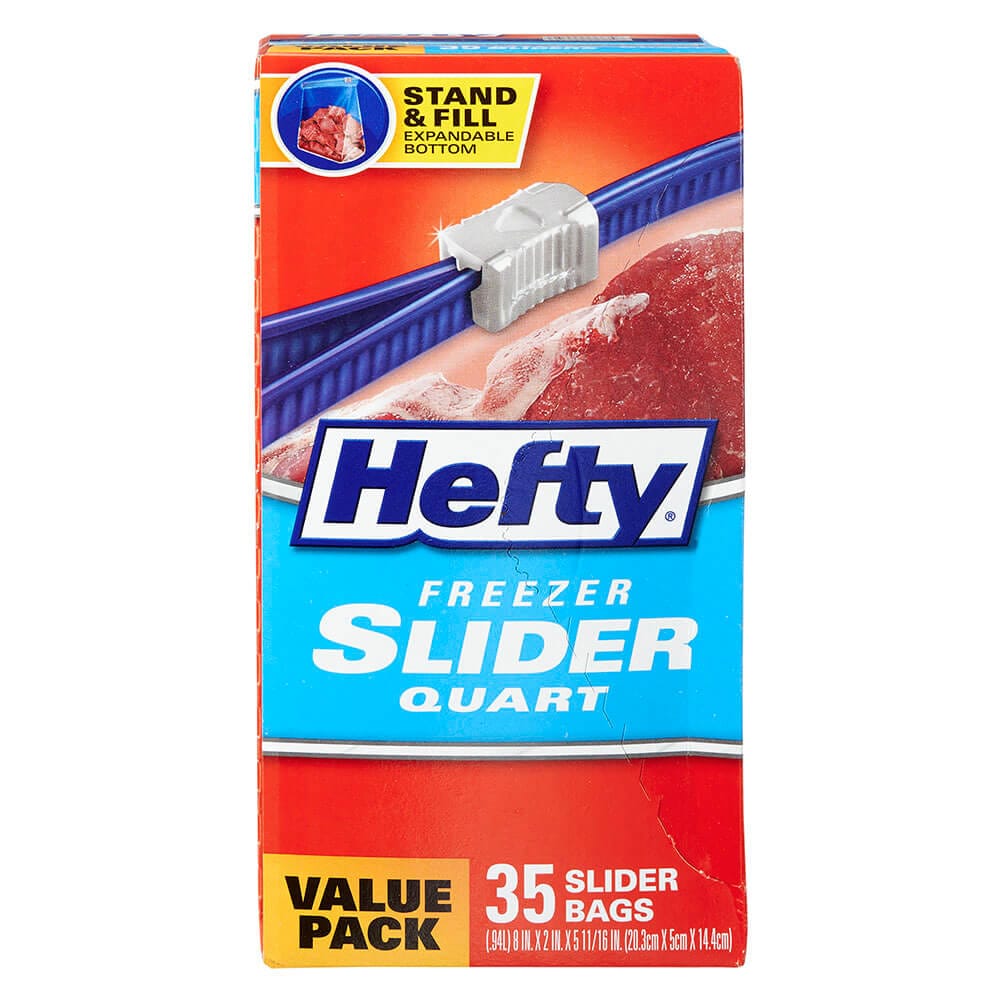 Hefty Freezer Quart Slider Bags, 35 Count