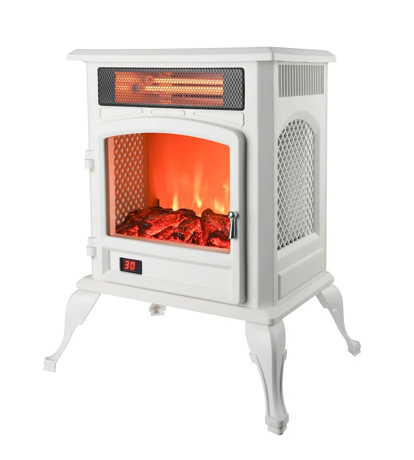 Freestanding Mini Stove Heater, 1500W, White