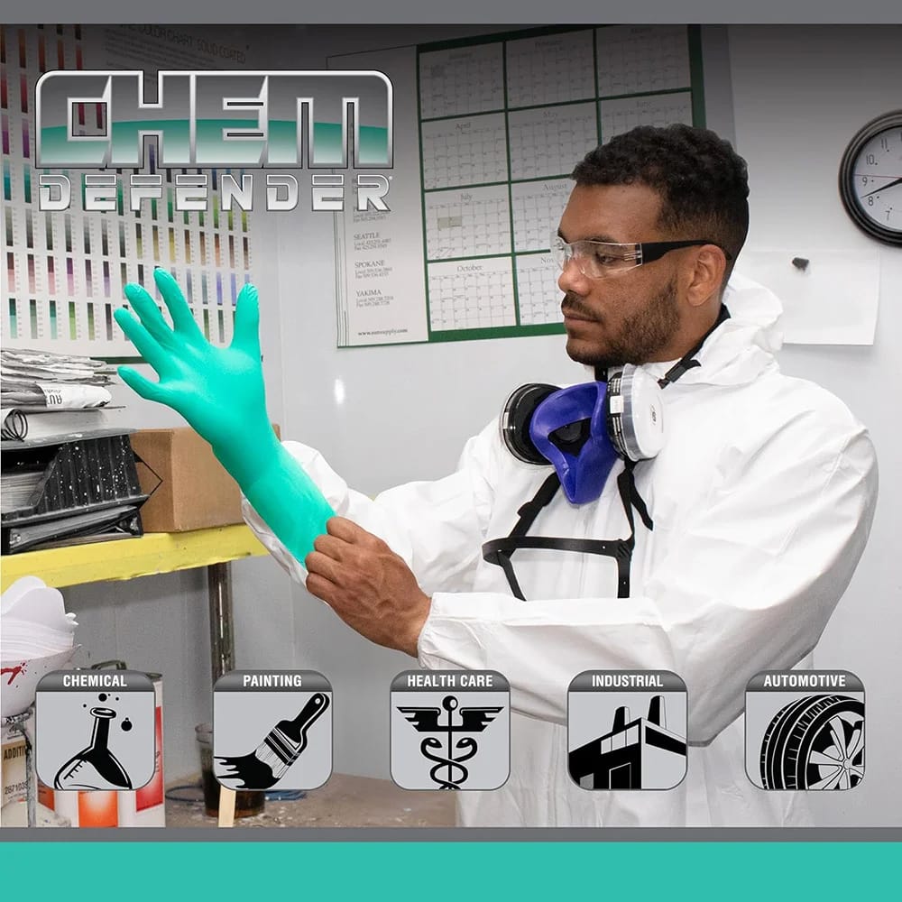SAS ChemDefender XL Powder-Free Chloroprene Disposable Gloves, 50 ct, 10-Pack
