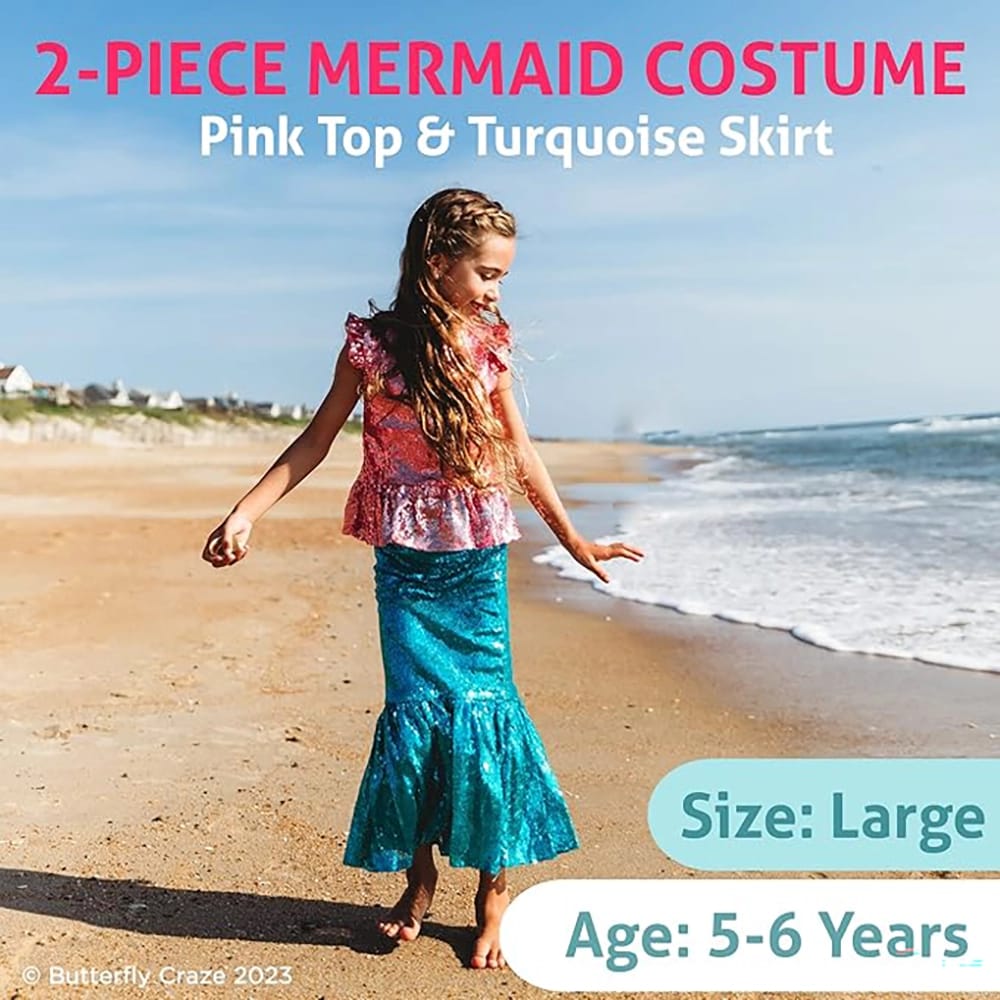 Butterfly Craze Little Girl's Mermaid Costume, Medium